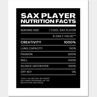 Saxophone Player Nutrition Facts Posters and Art